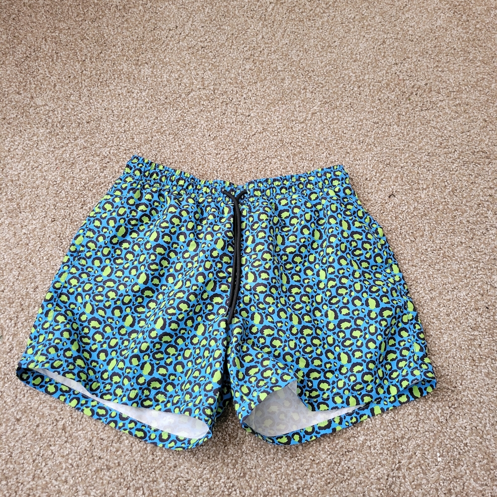 Happy Hour Swim Trunks Polyester Board Shorts Size L with Elastic Waistband
